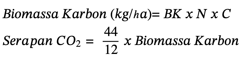 Rumus simpanan karbon dan serapan karbon